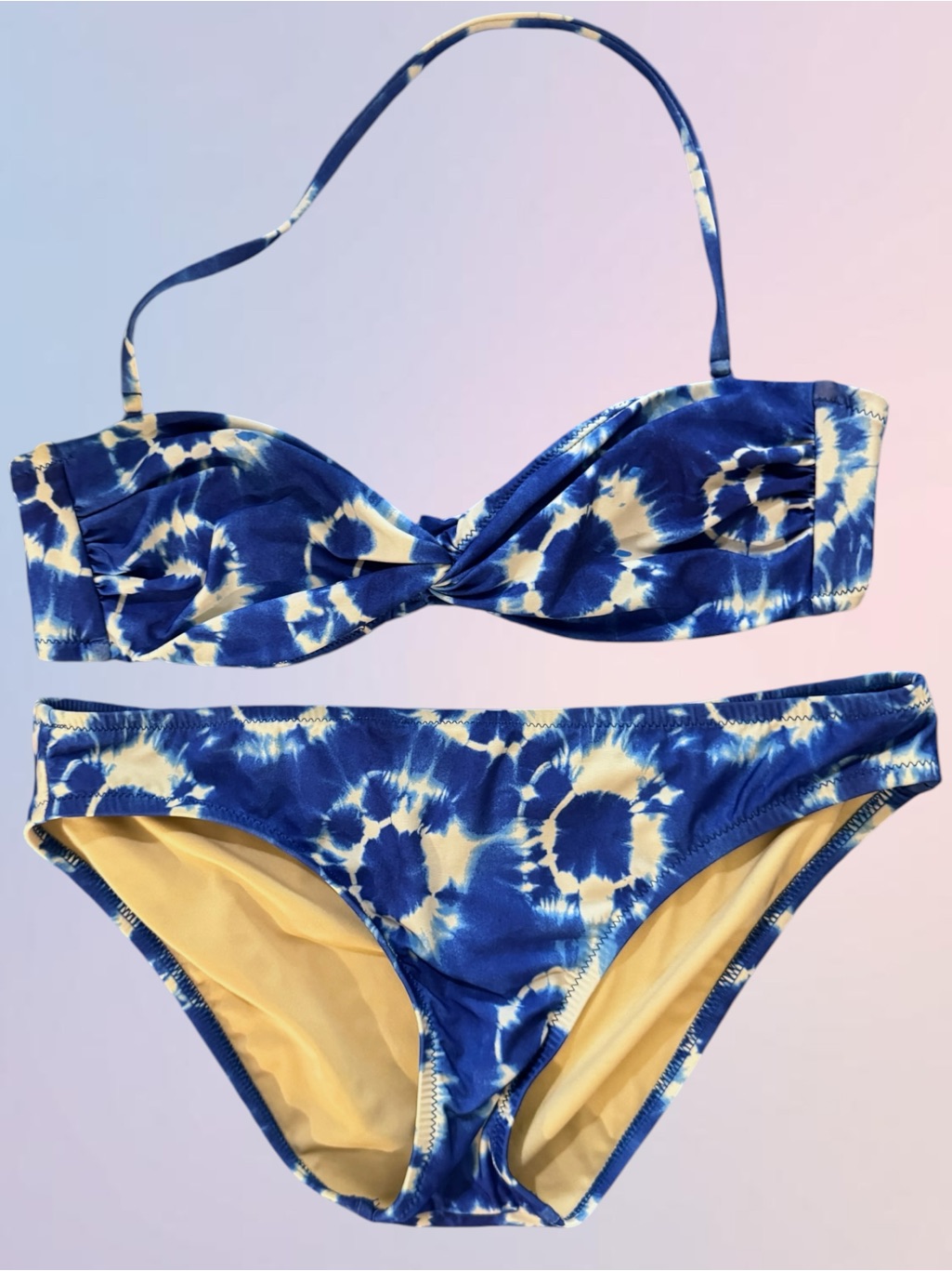 J. Crew Blue & White Tie-Dye Bikini Set - Size Small